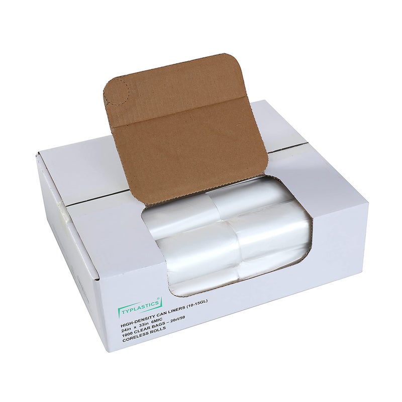TYPLASTICS Trash Can Liners - Wholesale 1000 Count High Density Garbage Bags on Perforated Roll 10-15 Gallon 24" x 33" - Image 1